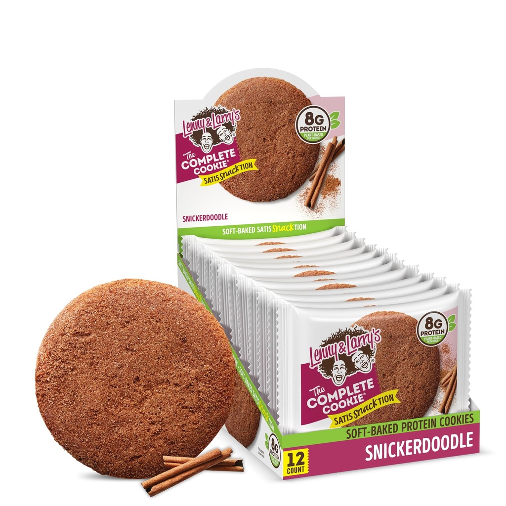 Lenny & Larry's Complete Protein Cookie, [Snickerdoodle], Chewy Soft Baked, 8g Plant Protein, Vegan, Non-GMO, High Fiber, 2 Ounce Cookie (Pack of 12)