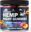 Hemp Gummies Night Time, High Potency Nap Gummies, Peace and Relaxation, Peach Ring Gummy Bear Edibles, Good Mood, Calm Bedtime-Gomitas para Dormir, Natural Hemp Oil-Made in USA