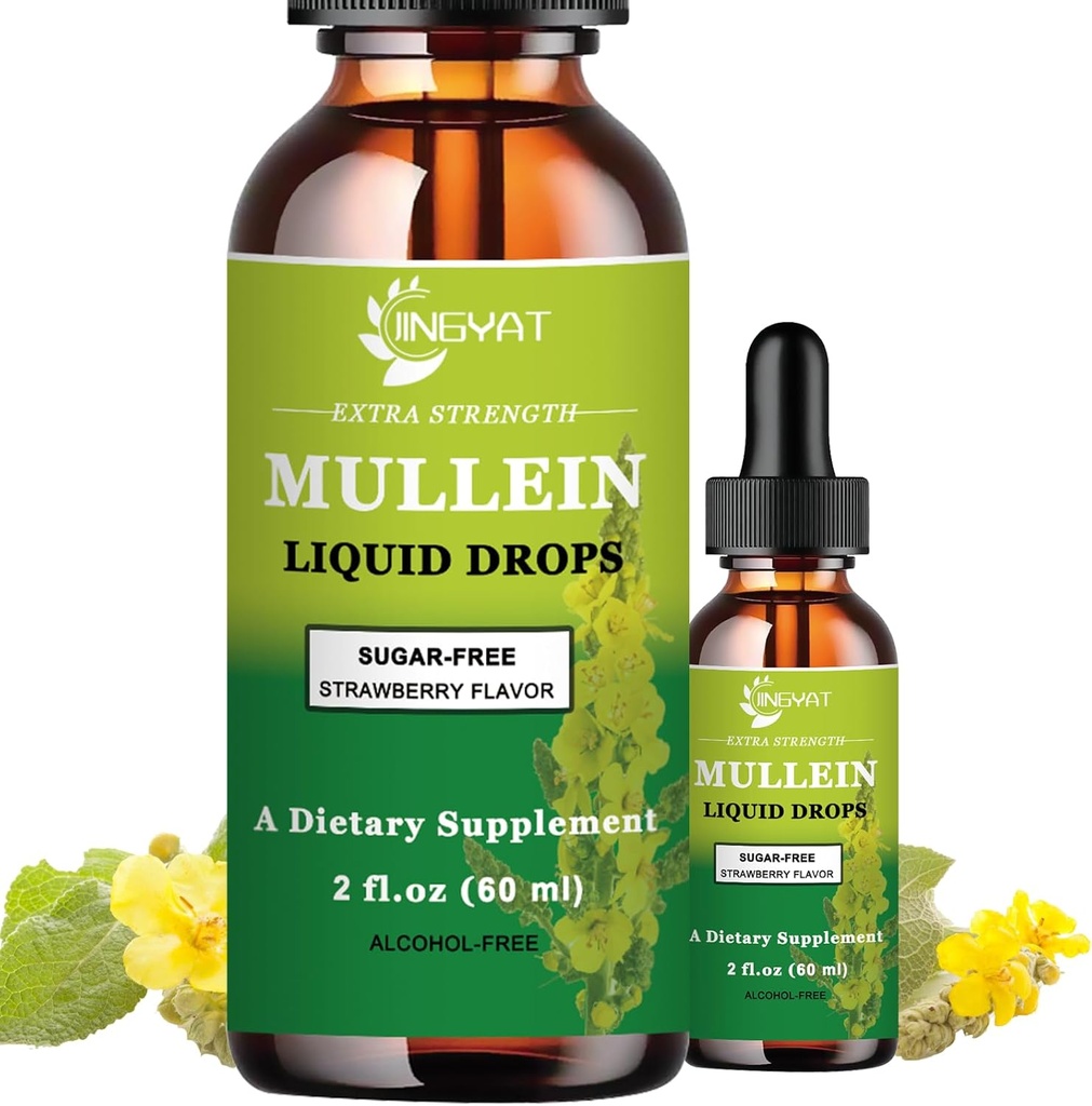 Extra Strength 2,000mg Mullein Drops for Lungs, Mullein Leaf Extract Supplement, Alcohol Free, High Absorption, Powerful and Natural Vegan Mullein Liquid Drops for Lung Cleanse, Immune Support