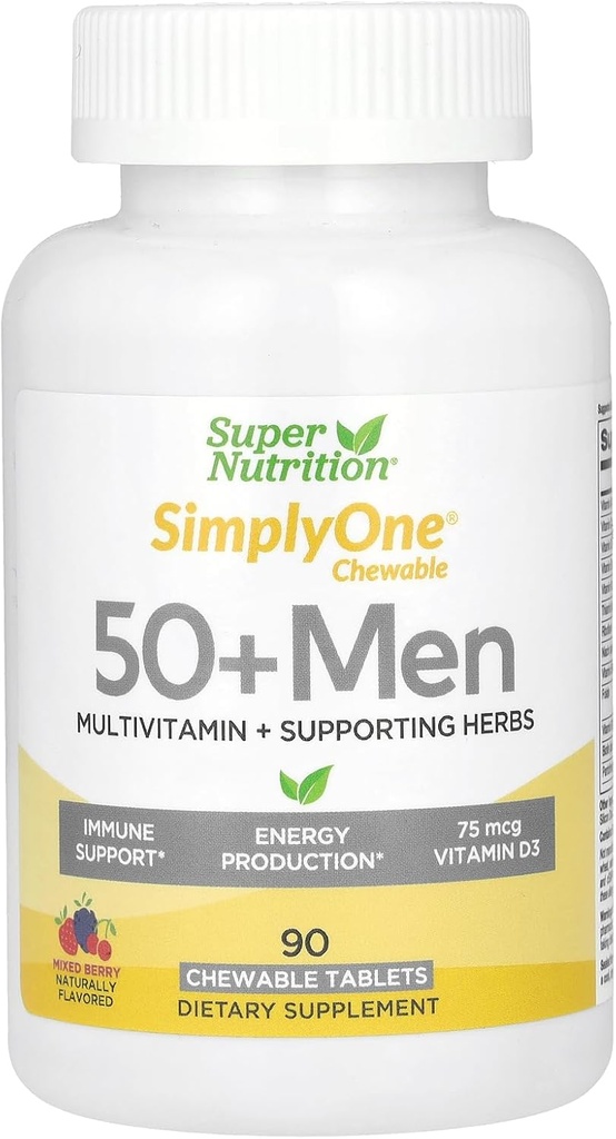 SuperNutrition Multi-Vitamin for Men 50+, High-Potency, One/Day Chewable Tablets, 90 Day Supply Wild Berry 90 Count (Pack of 1)