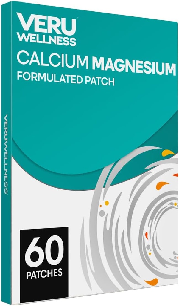 Veru Wellness Calcium Magnesium Plus Daily Patch - D3/K2 Calcium Bone Health Self Adhesive Time Release Patch (60 Days)