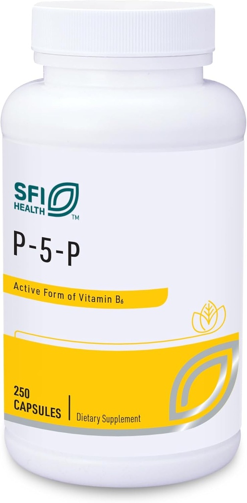 Klaire Labs SFI Health P-5-P - 30 Milligrams of Bioactive Vitamin B6 Pyridoxal-5-Phosphate for Metabolic & Liver Support, Hypoallergenic (250 Capsules)