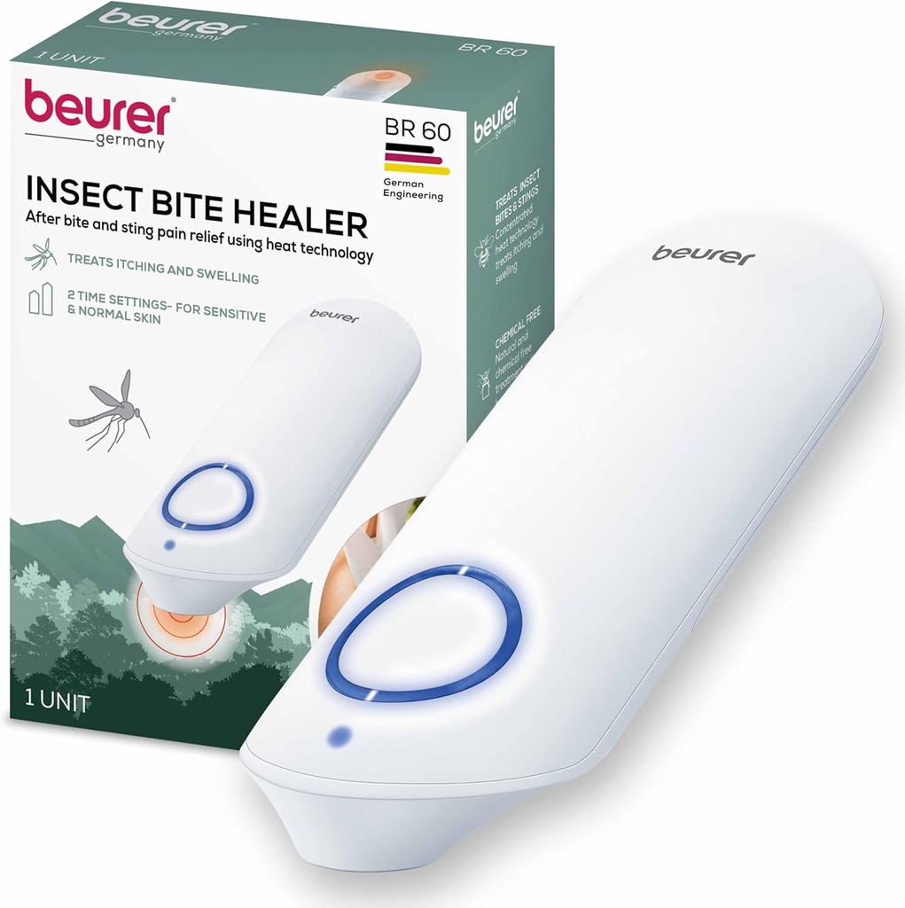 Beurer BR60 Insect Sting and Bite Relief, Bug Bite Healer for Chemical-Free Treatment of Insect Bites, Non-Toxic Natural Relief from Itching and Swelling, for Mosquito Bites