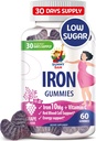 SUNNY SAM Iron Gummies for Kids & Adults - Iron Vitamins with Vitamin C, 10mg per Serving - Chewable Fruit Gummy for Immune Support Red Blood Cell Production