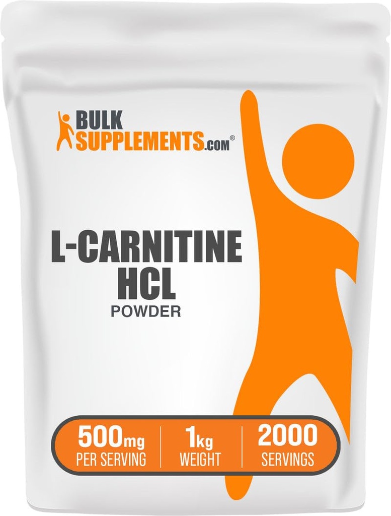 BulkSupplements.com L-Carnitine HCl Powder - Carnitine Supplement, Carnitine Powder, L-Carnitine 500mg - Unflavored & Gluten Free, 500mg per Serving, 1kg (2.2 lbs) (Pack of 1)
