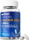 Liposomal Calcium AKG Supplement 1500mg with Vitamin D3 & K2 Softgels for Women & Men│ High Absorption│Calcium Supplements with Magnesium Glycinate, Boron, Probiotics & Vitamin C for Bone - 120 Pills