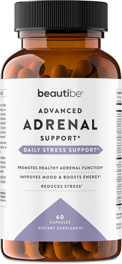 Adrenal Support for Women & Men – Cortisol Manager – Natural Stress Relief Supplement - Adrenal Fatigue, Mood Health, and Energy Supplements with Ashwagandha & L-Tyrosine – 60 Non-GMO Veggie Capsules