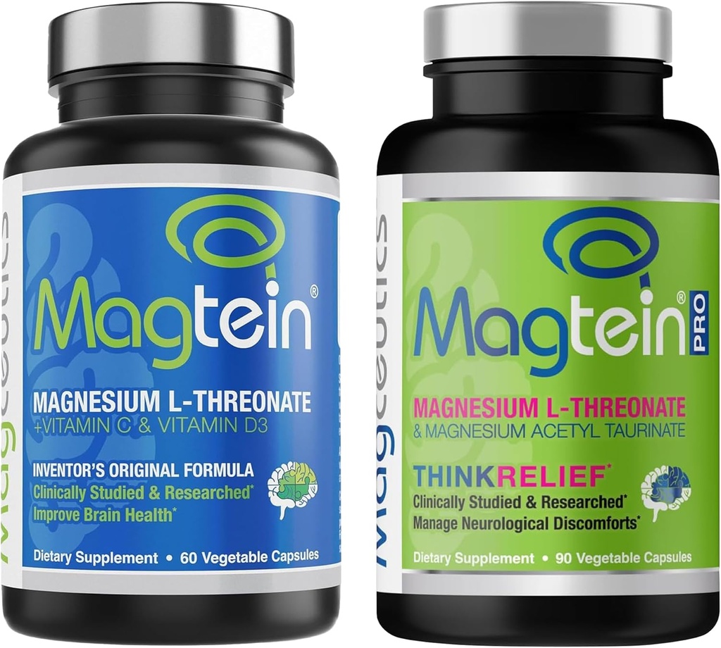 Magtein Magnesium L-Threonate 60 Capsules, Magceutics MagteinPRO 90 Capsules - Bundle