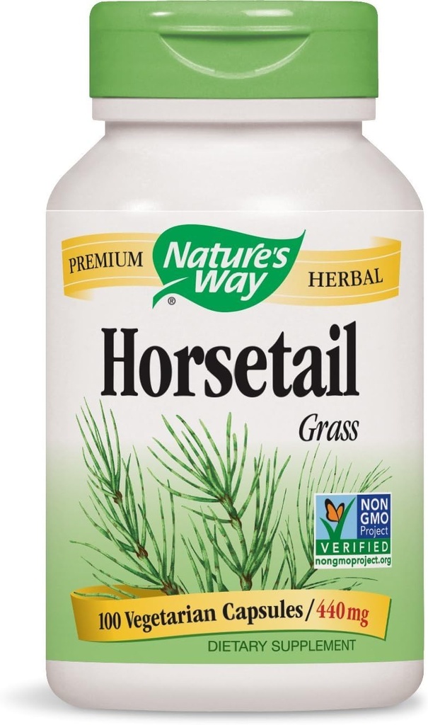 Natures Way Horsetail Grass 400 Milligrams, 100 Vegetarian Capsules. Pack of 3 Bottles