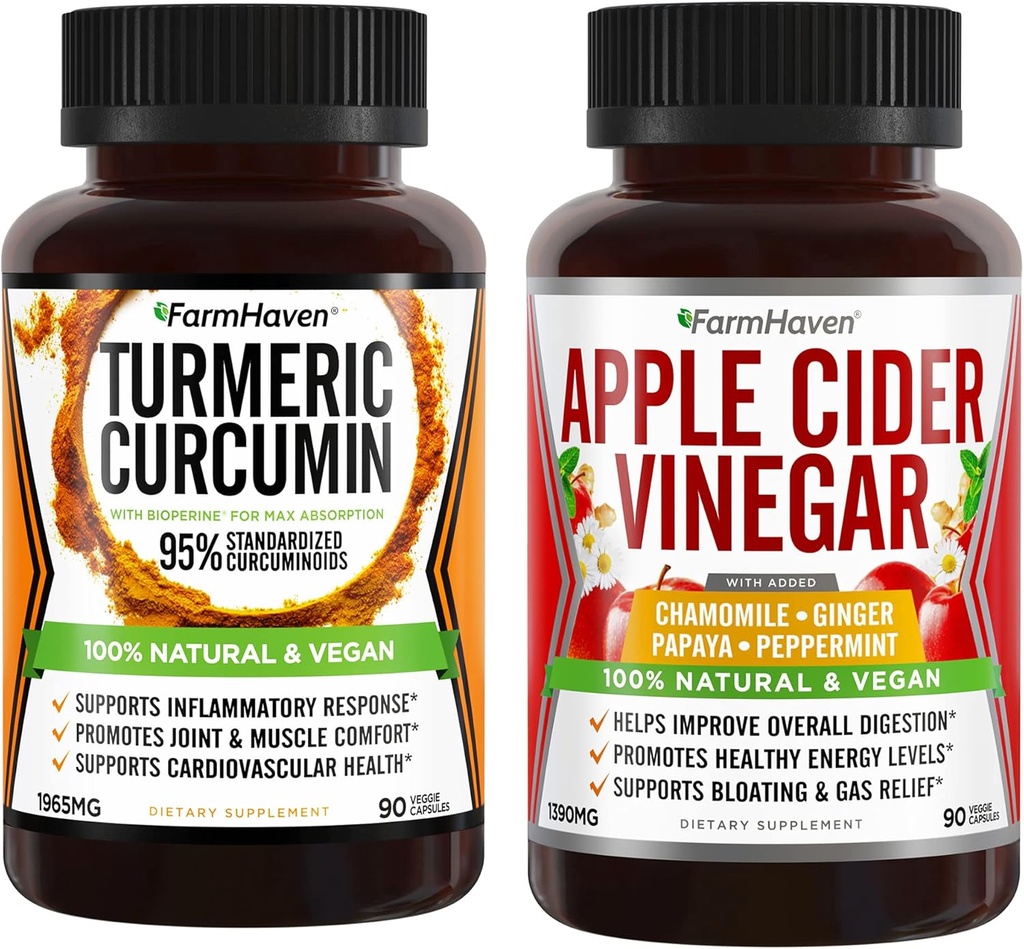FarmHaven Turmeric Curcumin with BioPerine and Apple Cider Vinegar with Ginger