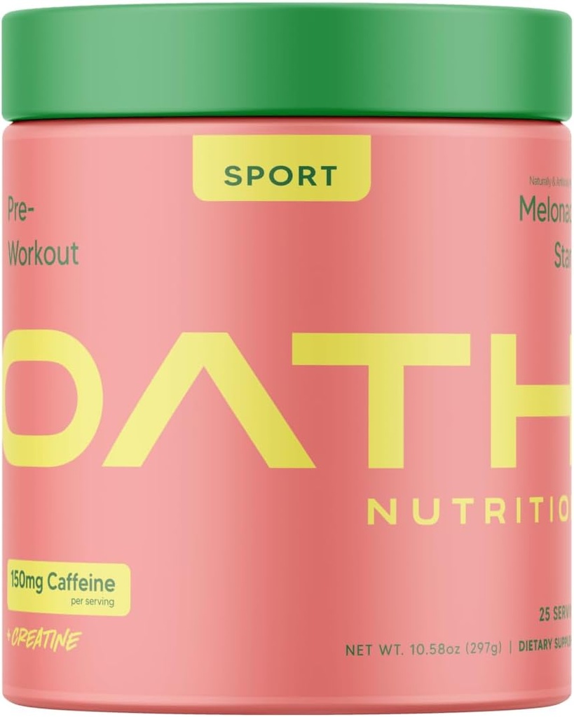 Oath Nutrition Sport Sugar Free Pre-Workout Powder, Melonade Stand, Contains Creatine Monohydrate, Caffeine and Beta Alanine, Pre Workout Powder for Women and Men, 25 Servings