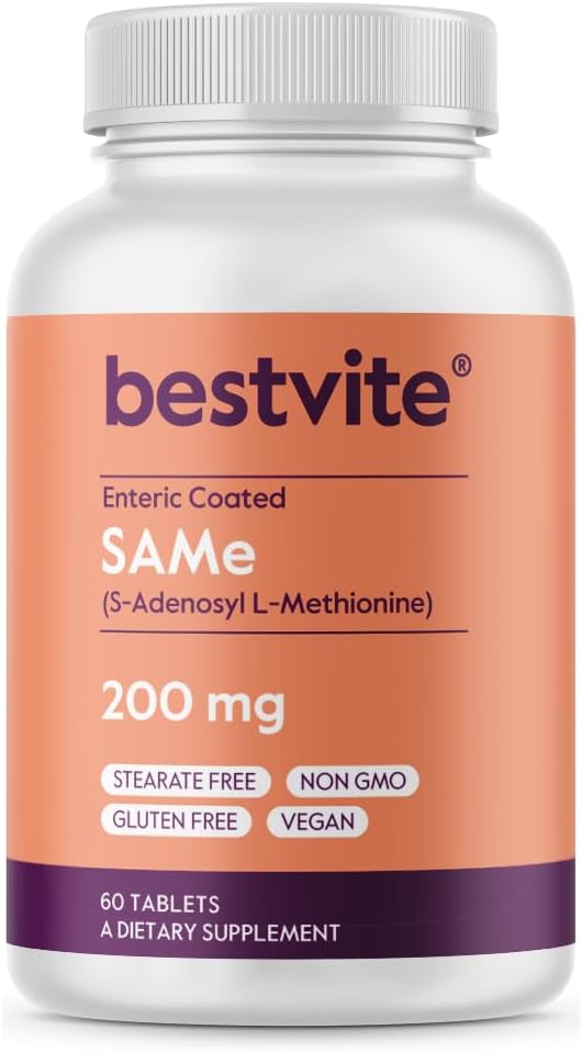 BESTVITE SAM-e 200mg (60 Tablets) (1-Pack) Premium Ingredient from Italy.