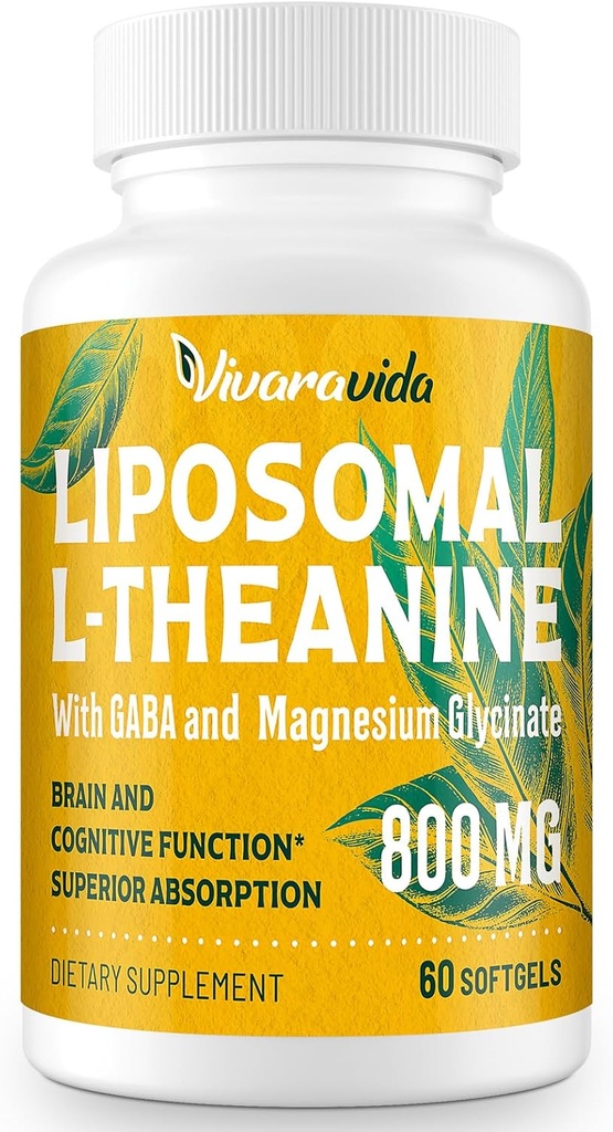 L-Theanine 800mg Supplement with GABA and Magnesium Glycinate - Natural Compound, Sleep and Relaxation (60 Softgels)