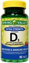 Extra Strength Vitamin D3 Fast Dissolve Tablets Dietary Supplement, 125 Mcg (5,000 IU), Strawberry Flavor, 90