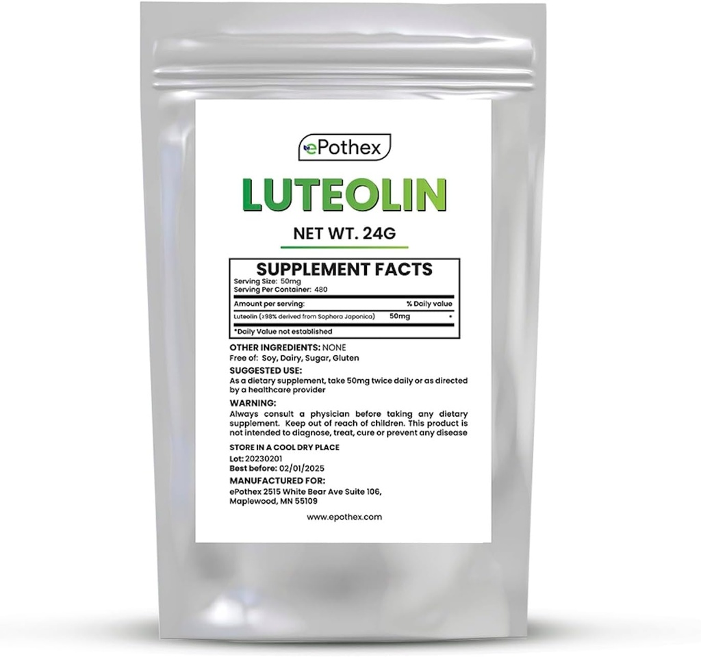 ePothex Pure Luteolin Powder 24 Grams, Brain and Nervous System Support, Promotes Immune Functionality, Maximum Absorption