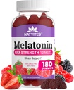 Melatonin Gummies Max Strength 10mg Pectin Gummies, Helps with Sleep Support, Berry Flavor Gummy, 100% Drug Free, 180 Count (Pack of 1)