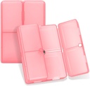 FYY Daily Pill Organizer, 7 Compartments Portable Pill Case Travel Pill Organizer,[Folding Design] Pill Box for Purse Pocket to Hold Vitamins,Cod Liver Oil,Supplements and Medication-Clear Red