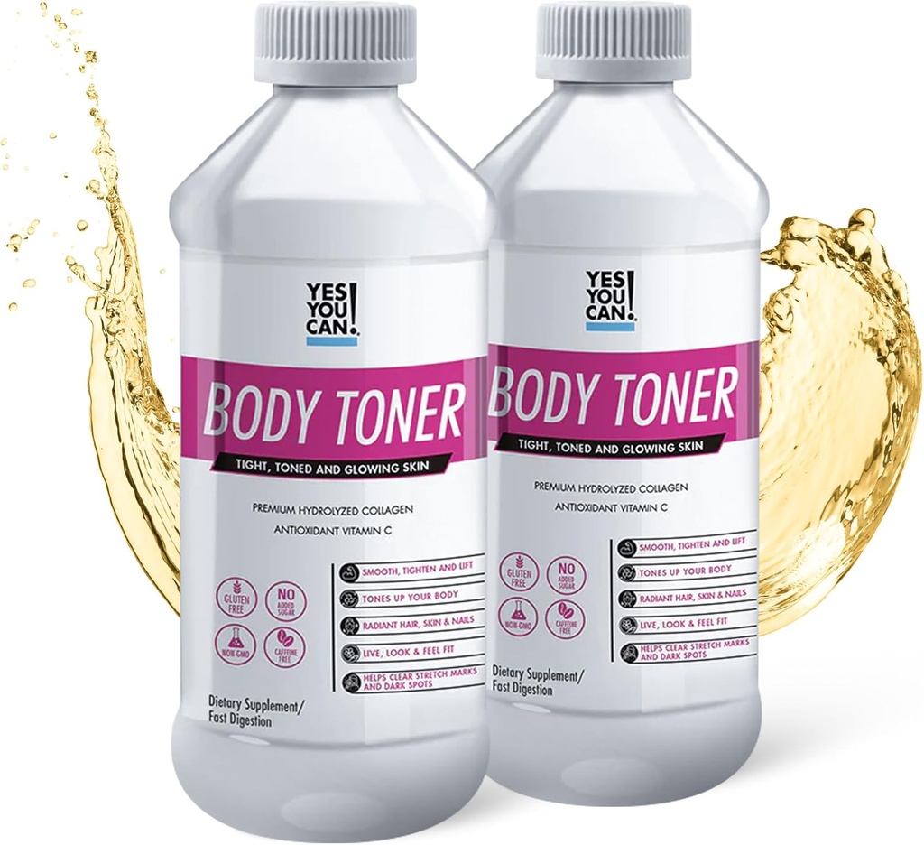 Yes You Can! Premium Hydrolyzed Collagen, Dietary Supplement to Promote Healthy Hair, Skin and Nails - Body Toning, Vitamin C and Collagen Peptides, 16 Servings- 2 Pack