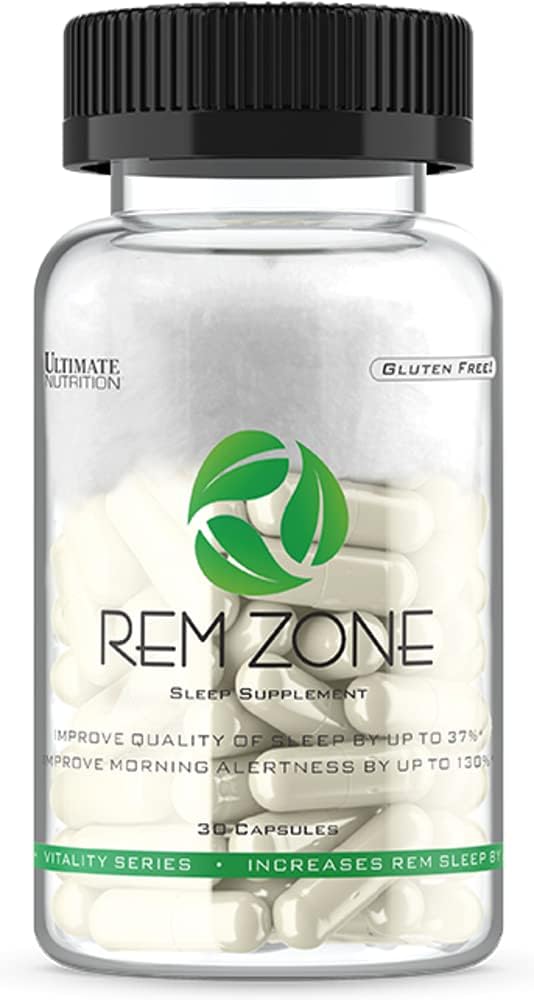 Ultimate Nutrition REM Zone Supplement, Comprehensive Formula for Rest, Herbs for a Better Night Snooze, Gluten-Free, 30 Vegan Capsules