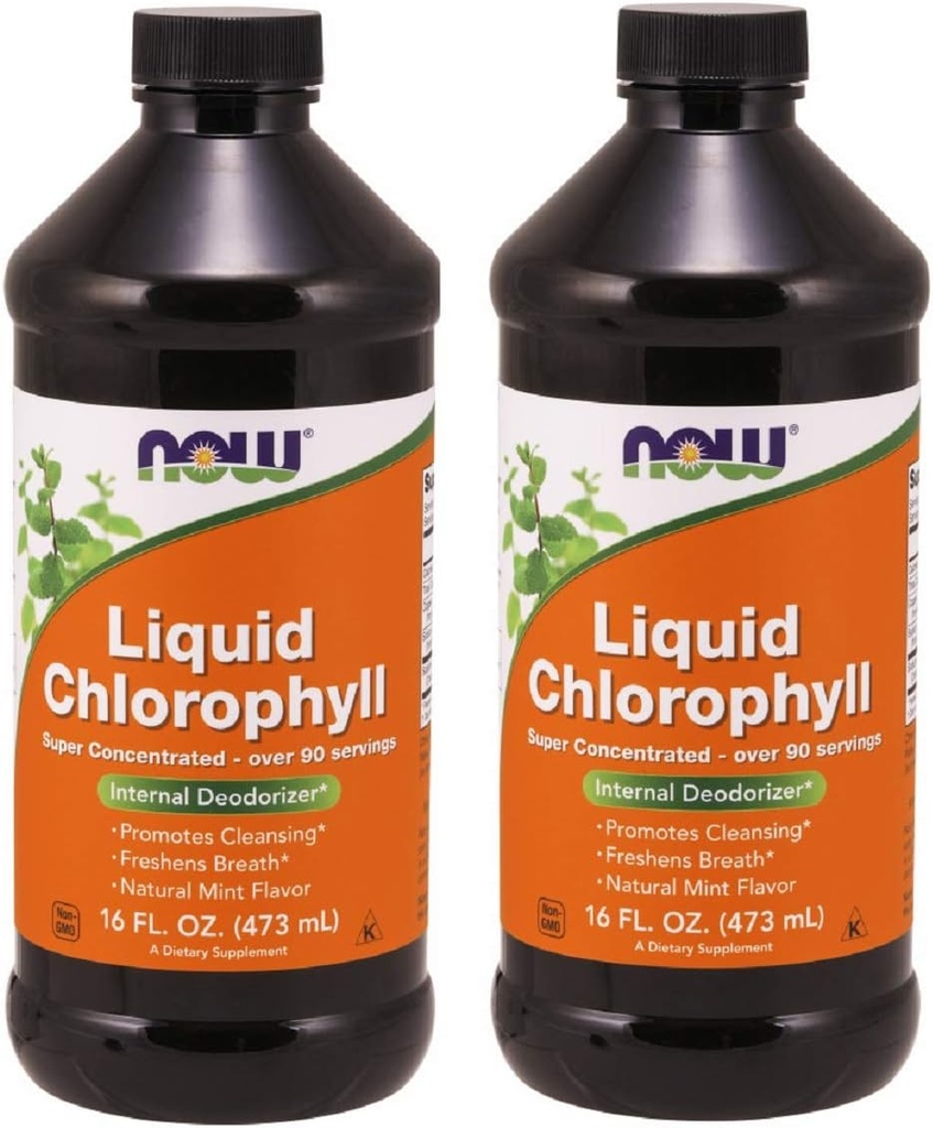 Now Foods Chlorophyll & Mint, 16 OZ LIQUID (Pack of 2)