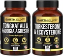 Earth Elixir Fadogia Agrestis 600mg and Tongkat Ali 500mg + Turkesterone1000mg and Ecdysterone 1000mg Supplments (180 Capsules) Bundle