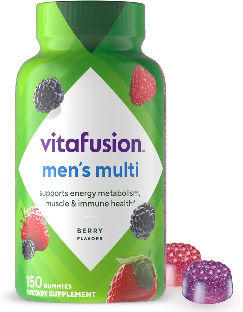 vitafusion Adult Gummy Vitamins for Men, Berry Flavored Men’s Multivitamin Gummy Supplement with Vitamins A, C, D, E, B6, B12, 75 Day Supply, 150 Count