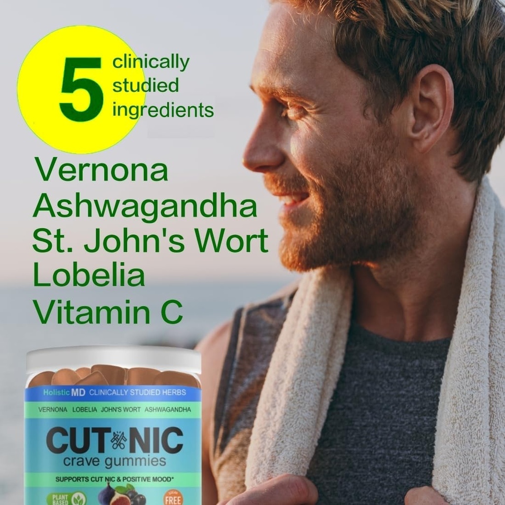 Best Quit Smoking products | Quit Vaping with 3 in 1 clinically studied Vernonia Cinerea St. John's Wort Ashwagandha | May help cut smoking | All-Natural | Sugar Free Gummies 60 counts (Berries)