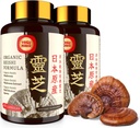 Japanese Reishi Mushroom Supplement 800mg with Reishi Mushroom Extract 500mg & Shell-Broken Spores 200mg,Organic Mushroom Capsules for Immune System - Real Fruiting Body (Pack of 2)