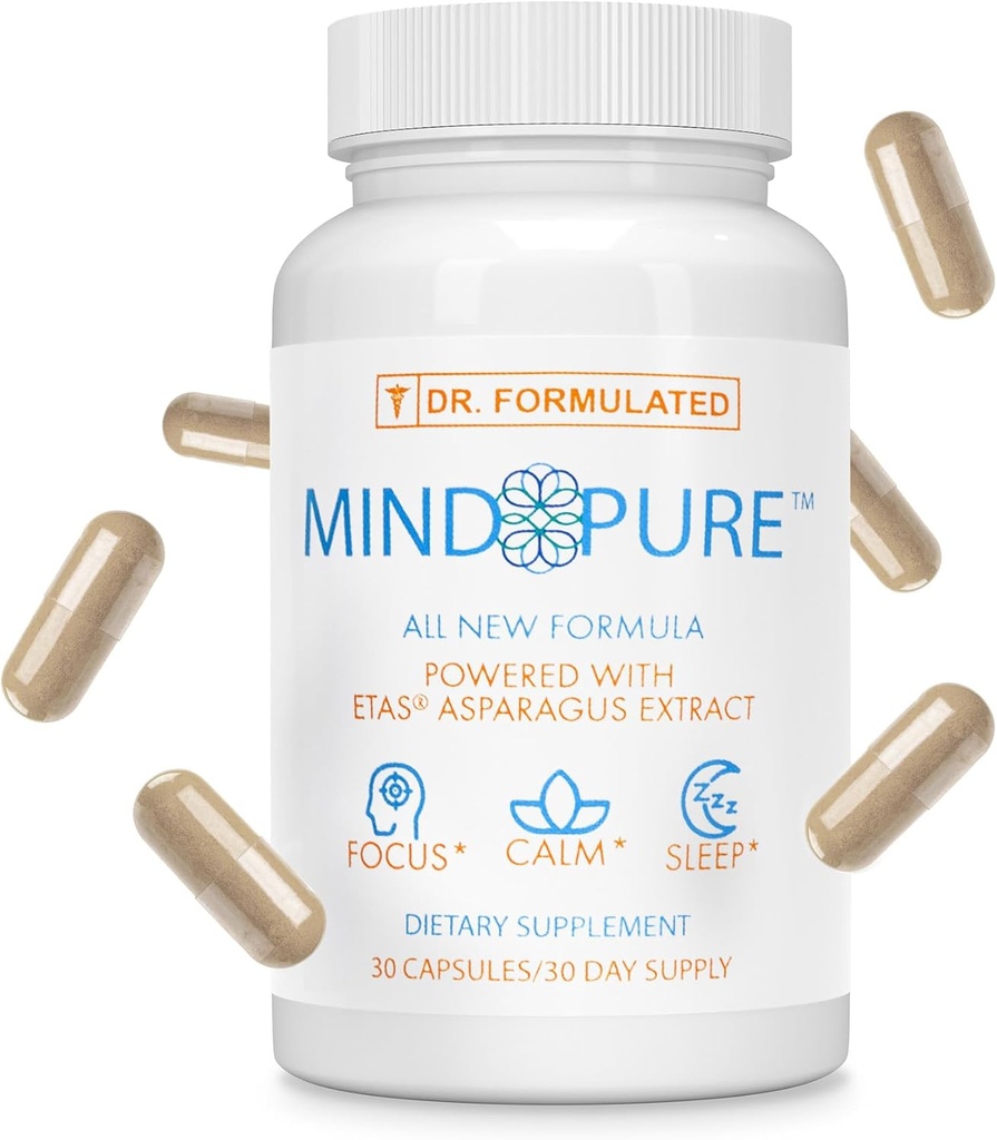 Focus Supplement for Mental Wellness, Brain Supplements for Memory and Focus, Sleep Supplement for Men & Women, Enriched with ETAS, Thiamine, B12 & More, 30 Capsules/30-Day Supply…