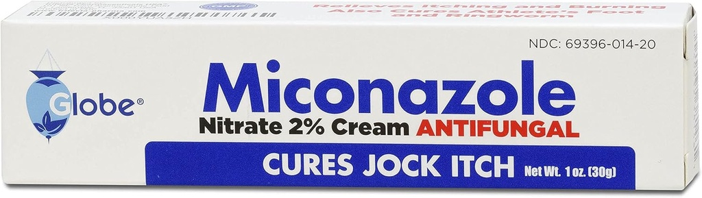 Globe Miconazole Nitrate 2% Antifungal Cream 1 oz, Cures Most Athletes Foot, Jock Itch, Ringworm and More. Compare to the Leading Name Brand