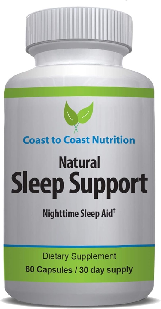 Sleep Support Supplement, 60 Capsules with L-Tryptophan, GABA, Chamomile, Melatonin 10 mg + Proprietary Sleep Formula Blend. Sleep Better, Sleep Longer and Wake Refreshed. 30 Day Supply