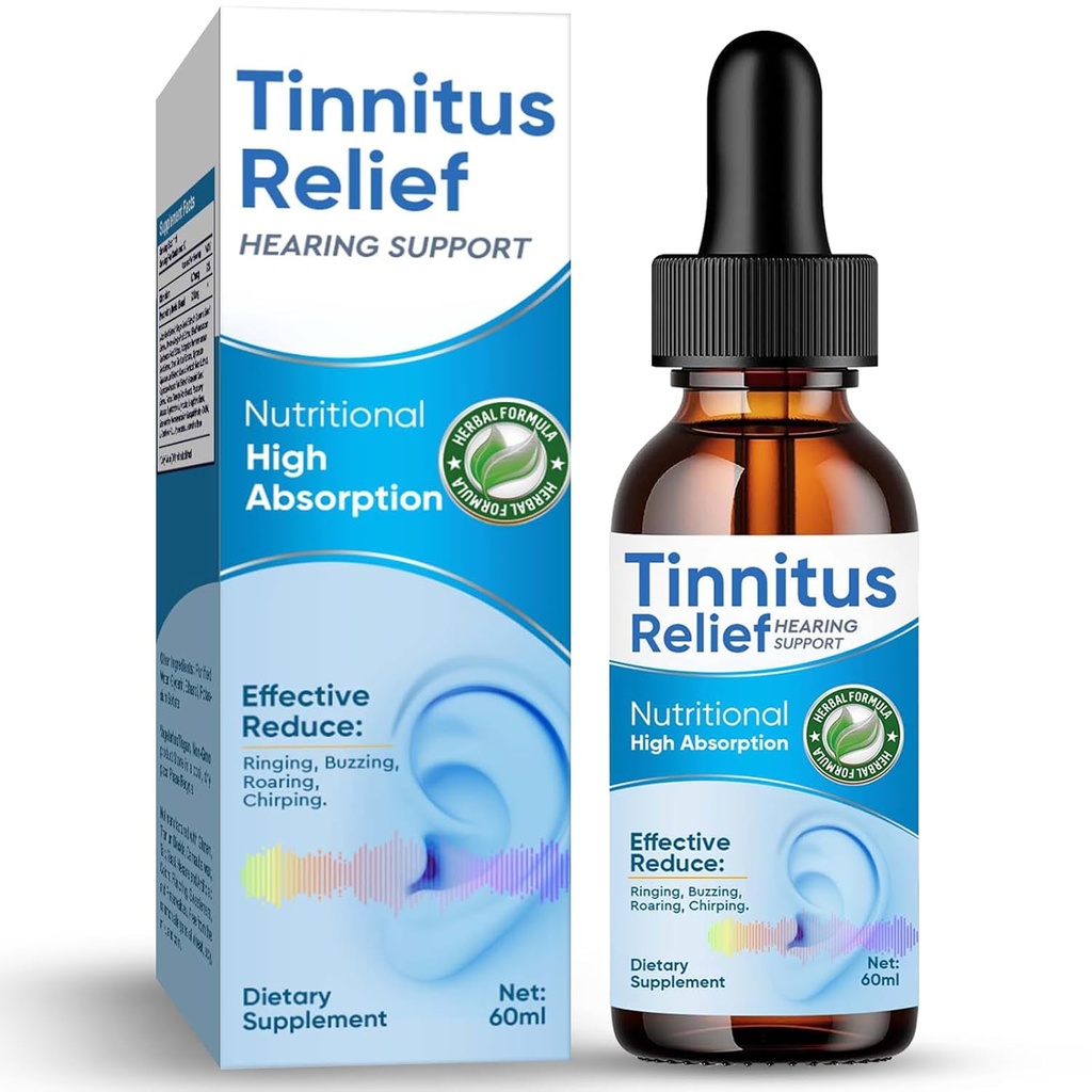 Tinnitus Relief for Ringing Ears, Natural Ingredients Tinnitus Relief Ear Drops for Ear Infection,Herbal Eardrops for Adults, Children,Reduce Ear Noise & Improve Hearing,60ml-Blue