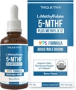 Organic Kids Methylfolate + Methyl B12 Cofactor - Organic Berry Flavor, Sublingual Form - 5-MTHF Form, Superior Form of Folate - Adjustable Dosing for All Ages - Mood, Behavior, Cognition - 1 oz.