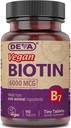 DEVA Vegan Biotin Supplement 6000 mcg – Easy-to-Swallow Vitamin B7, Tiny Tablets, 90 Count