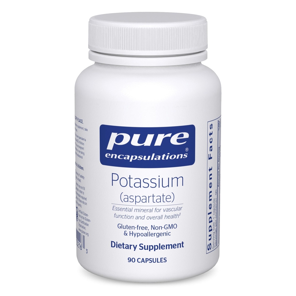 Pure Encapsulations Potassium (Aspartate) | Hypoallergenic Supplement to Support Nerves, Muscles, Blood Flow, and Cardiovascular Health | 90 Capsules