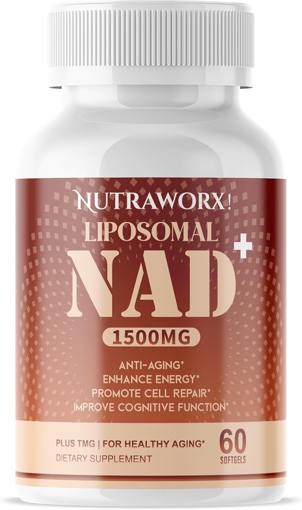 Nutraworx Liposomal NAD+ - Supplement with TMG for Daily Wellness - 60 Softgels