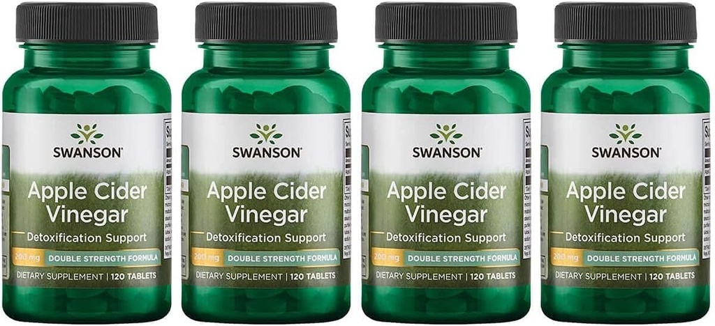 Swanson Apple Cider Vinegar - Double Strength 200 mg 120 Tabs 4 Pack