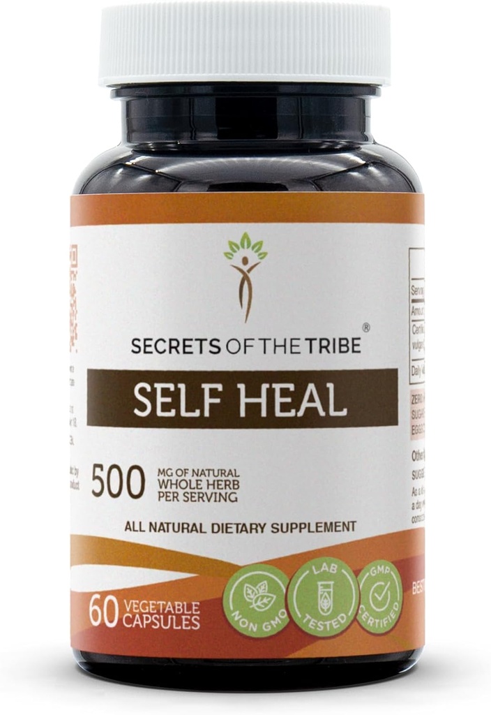 Secrets of the Tribe Self Heal 60 Capsules, Made with Vegetable Capsules and Self Heal (Heal All, Prunella Vulgaris) Dried Herb (60 Capsules)