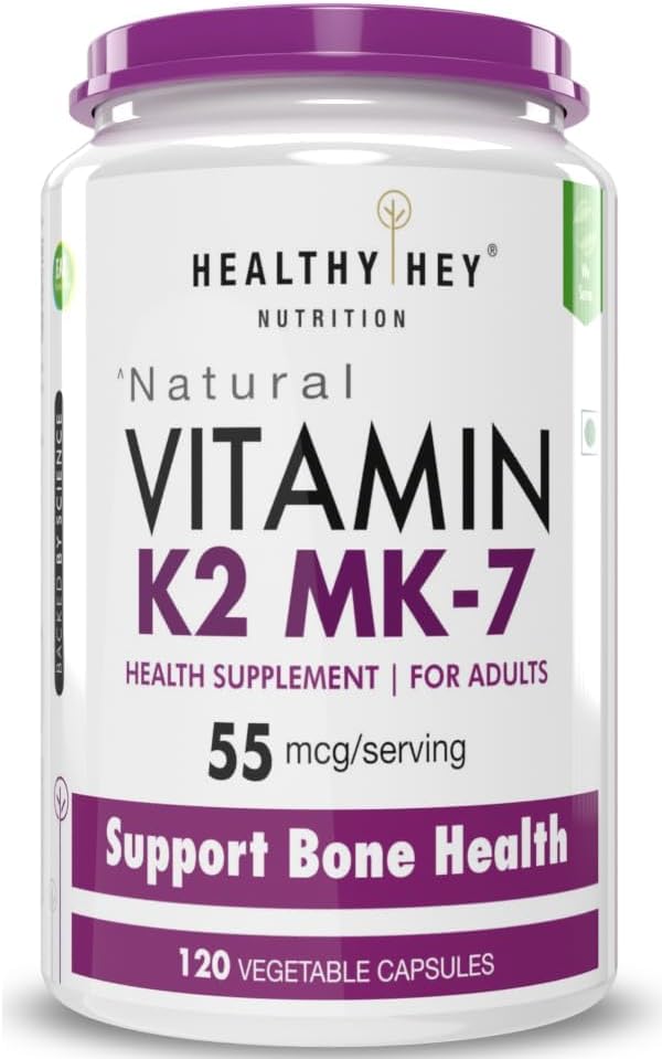 Generic ATS Vitamin K2 | 100% Vegetarian Vitamin K2 Benefits in Bone Health - 55mcg - 120 Vitamin K27 Capsules
