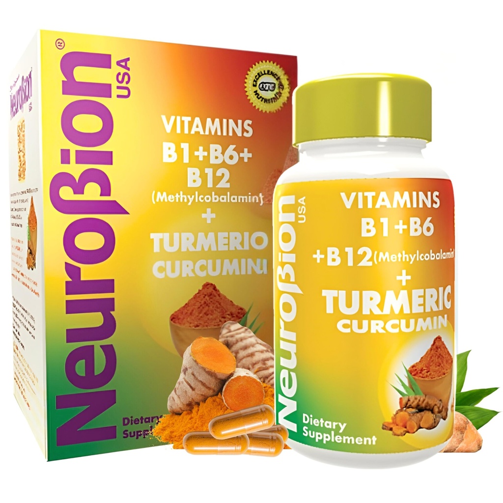 Neurobion Turmeric Curcumin 650 mg Herbal Supplement for Antioxidant Support, High Absorption Ultra Potent Turmeric Supplement Multivitamins Complex with B12, 40 Capsules