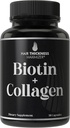 Biotin and Collagen Supplement – 10,000mcg Biotin + Bovine Collagen for Thinning & Brittle Hair. Advanced 2-in-1 Vitamin Complex. Supports Thicker, Healthier Hair Growth for Women, Men