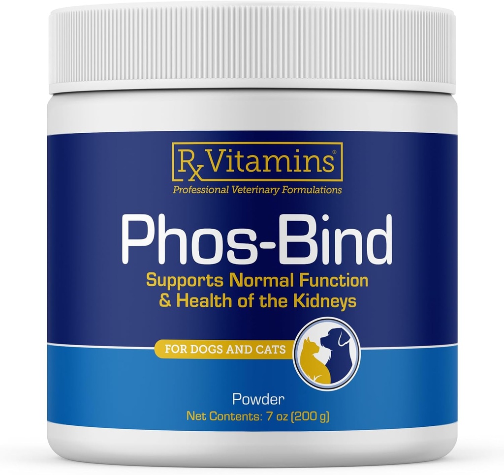 Rx Vitamins Phos-Bind - Kidney Support Supplement Powder - Phosphate Binder for Cats & Dogs for Kidney Health - Supports Normal Kidney Cleanse and Essential Kidney Care - 200g