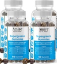 Amire by Dr. Awan Super Greens Gummies, Fruits & Veggies Supplement, Green Superfood for Immunity, Metabolism, Liver Function & Nervous System, Essential 8 Greens, 240ct, 4-Months Supply