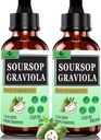 (2 Pack) Organic Soursop Liquid Drops, 2000mg Soursop Graviola Leaf Extract for Immune,Digestive Support & Antioxidant,Vegan Soursop Bitters Liquid for Women Men