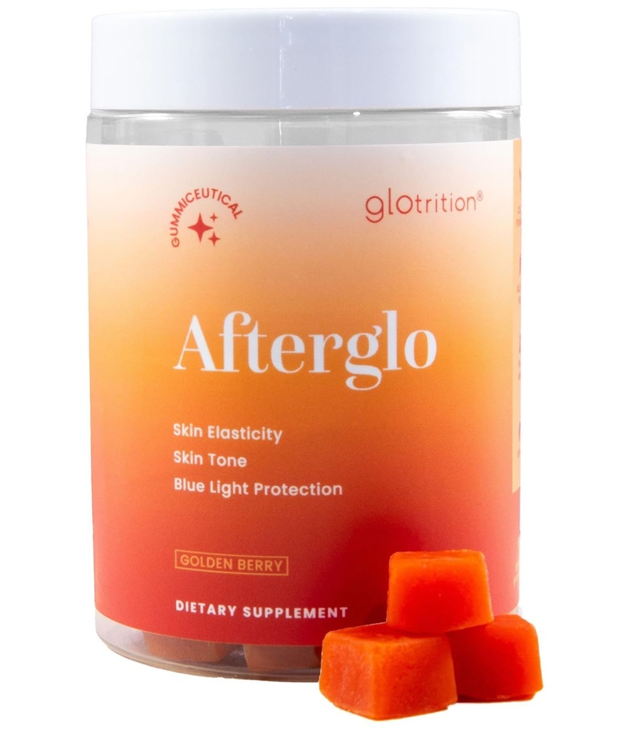 Glotrition Afterglo Gummies - Beauty Supplement with Vitamin A, Vitamin C, and Vitamin E for Radiant Skin - Smoothes Skin and Increases Skin Elasticity - 60 Gummies