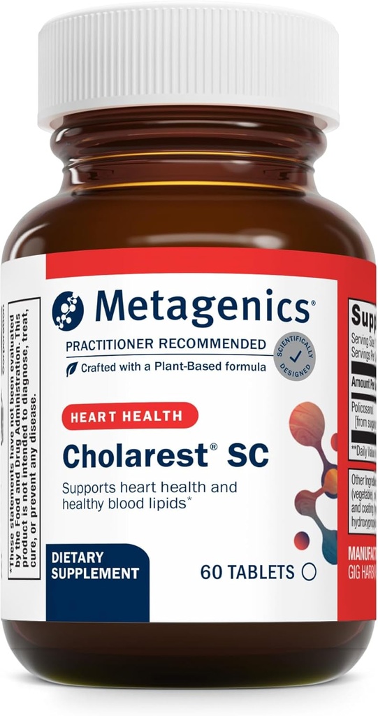 Metagenics Cholarest SC - Blood Flow Support* - Supports Healthy Blood Lipids Already in Normal Range* - Non-GMO & Gluten-Free - 60 Tablets