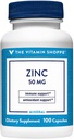 Zinc 50mg - Supports Healthy Immune Function & Eye Health, Highly Absorbable, Antioxidant Supplement - Daily Serving, Gluten & Dairy Free (100 Capsules) by The Vitamin Shoppe