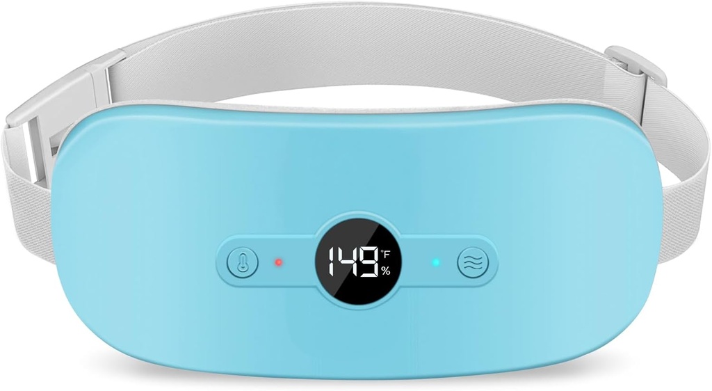 NOWWISH Heating Pad for Period Cramps Pain Relief, Portable Electric Cordless Menstrual Heating Pad Rechargeable with 6 Heat Levels and 6 Massage Modes, Christmas Gifts for Women Teen Girls, Blue