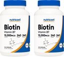 Nutricost Biotin (Vitamin B7) 10,000mcg (10mg), 240 Caps (2 Bottles) - Non-GMO, Gluten Free