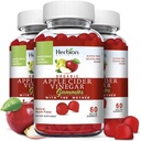 HERBION Naturals Organic Apple Cider Vinegar Gummies with The “Mother”, Digestion and Detox Support, Pectin Based, Vegan, Made in The USA - (Pack of 3, 180 Gummies)
